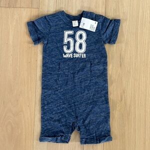 H&M Blue Onesie 58 Wave Surfer Size 12-18 Months NWT